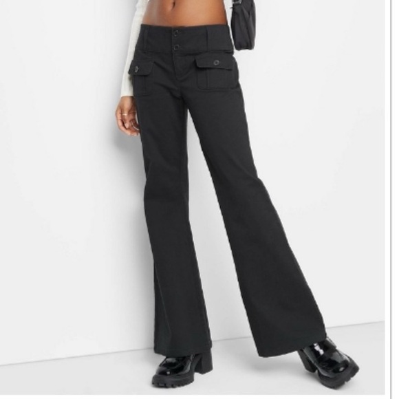 wild fable Pants - NWT Women's Low-Rise Flare Chino Pants Wild Fable Black
